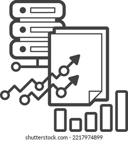 computer server and report illustration in minimal style isolated on background