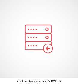 Computer Server Return Red Line Icon On White Background