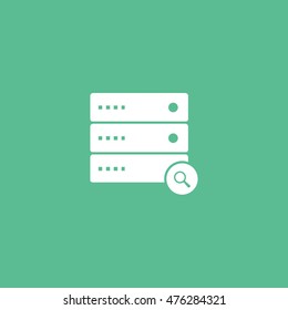Computer Server Search Flat Icon On Green Background