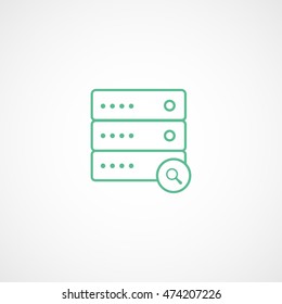 Computer Server Search Green Line Icon On White Background