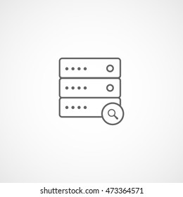 Computer Server Search Line Icon On White Background