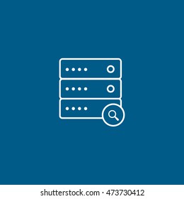 Computer Server Search Line Icon On Blue Background