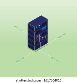 computer server in simple isometric graphic