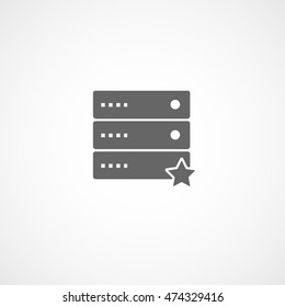 Computer Server Star Liked Flat Icon On White Background