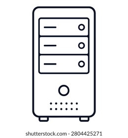 Computer server tower cpu workstation outline icon for data processing