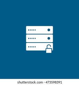 Computer Server Unlock Flat Icon On Blue Background