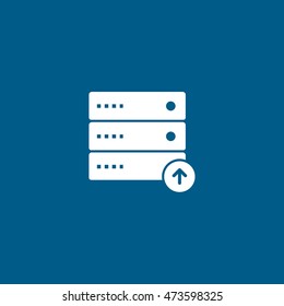 Computer Server Upload Flat Icon On Blue Background