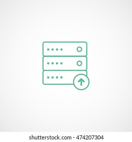 Computer Server Upload Green Line Icon On White Background