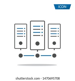 Computer server vector icon, server symbols on white background