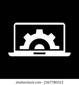 Icono negro del servicio de ordenador, ilustración conceptual, símbolo plano vectorial, signo de glifo.