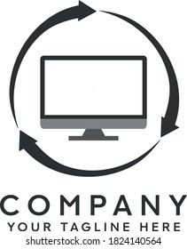 diseño de logotipo plano de servicios informáticos