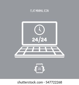 Computer service full time - Vector flat icon