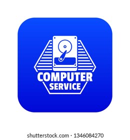 Computer service icon blue vector isolated on white background