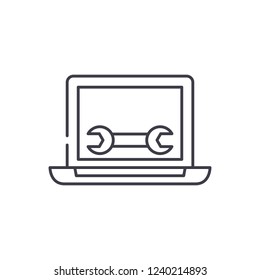 Computer service line icon concept. Computer service vector linear illustration, symbol, sign