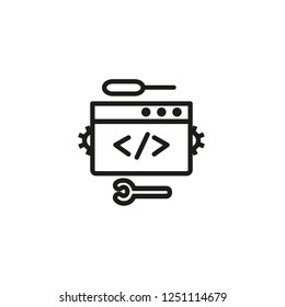 Computer service line icon. Tool, hardware, programming. Software concept. Vector illustration can be used for topics like repairing, engineering, technology