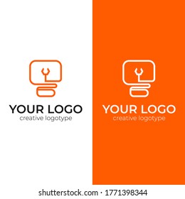 computer service logo design minimal and creative logotype vector template