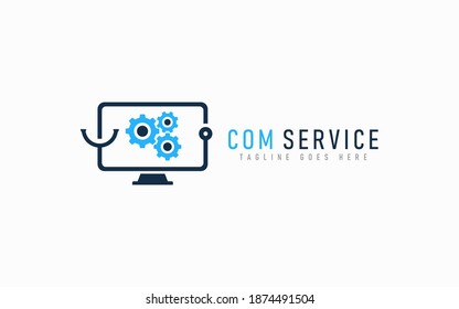 Computer Service Logo Design. Usable For Business, Community, Industrial, Security, Tech, Services Company. Vector Logo Design Illustration.