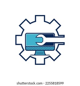 Computer Service Logo Icon Vector Illustration