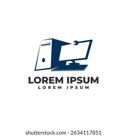 Ilustração do ícone do vetor de logotipo de serviço de computador