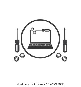 computer service and repair logo icon vector illustration design