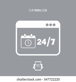 Computer services full time 24/7 - Vector flat icon