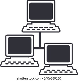 Computer set communication laptop icon