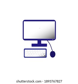 The computer set has a screen, keyboard, mouse.