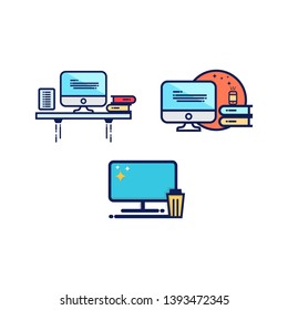 Computer set icon design template