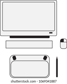 computer set and  Mouse pen