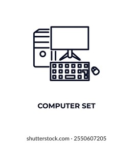computer set outline icon. Linear vector from computer concept. Thin line computer set icon isolated on white background