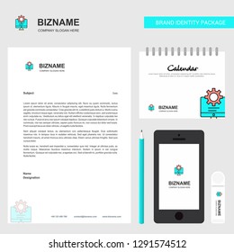 Computer setting  Business Letterhead, Calendar 2019 and Mobile app design vector template