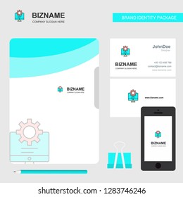 Computer setting  Business Logo, File Cover Visiting Card and Mobile App Design. Vector Illustration