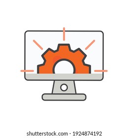 computer with setting gear icon. setting  illustration. Flat vector icon. can use for, icon design element,ui, web,  app.
