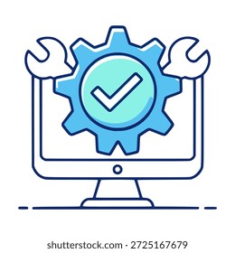 Computereinstellung Fehlerbehebung Reparatur Reparatur Flach Farbe Vektor Illustration Template Design