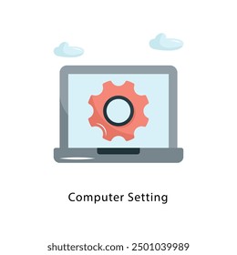 Computer Setting Vector Flat Icon Design illustration Symbol on White background EPS 10 File