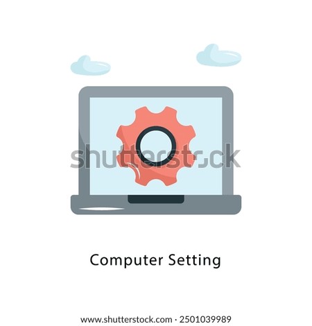 Computer Setting Vector Flat Icon Design illustration Symbol on White background EPS 10 File