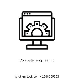 Computer settings engineering icon vector illustration black linear on white background