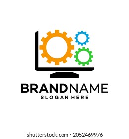 Symbol für Computereinstellungen Logo Design Vorlage Illustration Vektorgrafik