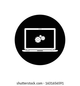 Computer Settings Icon. Rounded Button style vector EPS.