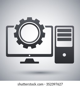 Computer settings icon, vector