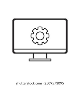ícone Configurações do computador vetor. ícones Atualizar, atualização, configuração, personalização, opções, barra de progresso e instalação. ícone estilo de estrutura de tópicos