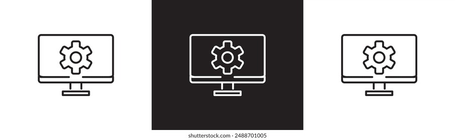 Computer Settings icon vector. simple icons Update, upgrade, configuration, customization, options, progress bar and installation concept icons isolated on black and white transparent background.