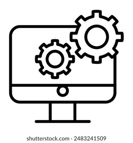 Computer Setup icon in thin line style Vector illustration graphic design 