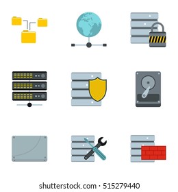 Computer setup icons set. Flat illustration of 9 computer setup vector icons for web