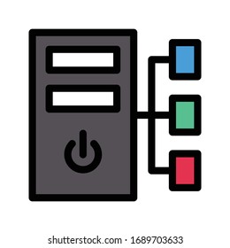 computer sever vector flat color icon 