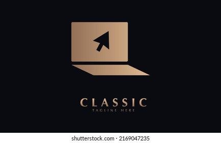 Computer shape icon silhouette design vector monogram logo template