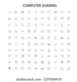 iconos, signos, símbolos de esquema, colección de líneas de ilustración lineal de concepto