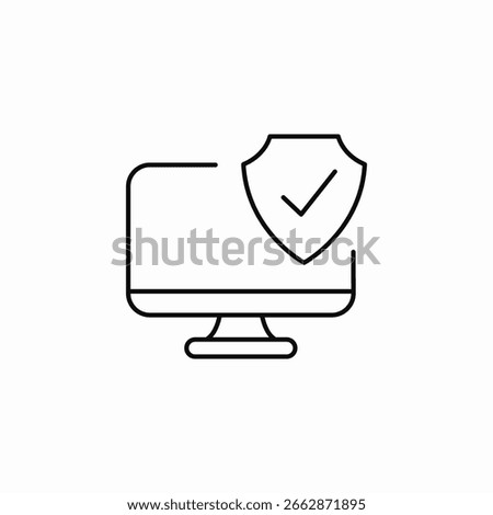 computer shield checkmark icon sign vector