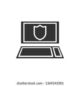 Computer, shield security vector icon. Security vector icon