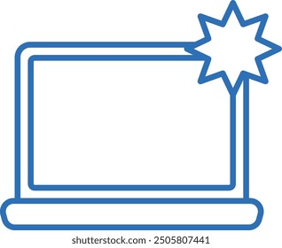 Computer shock test, editable line vector icon illustration